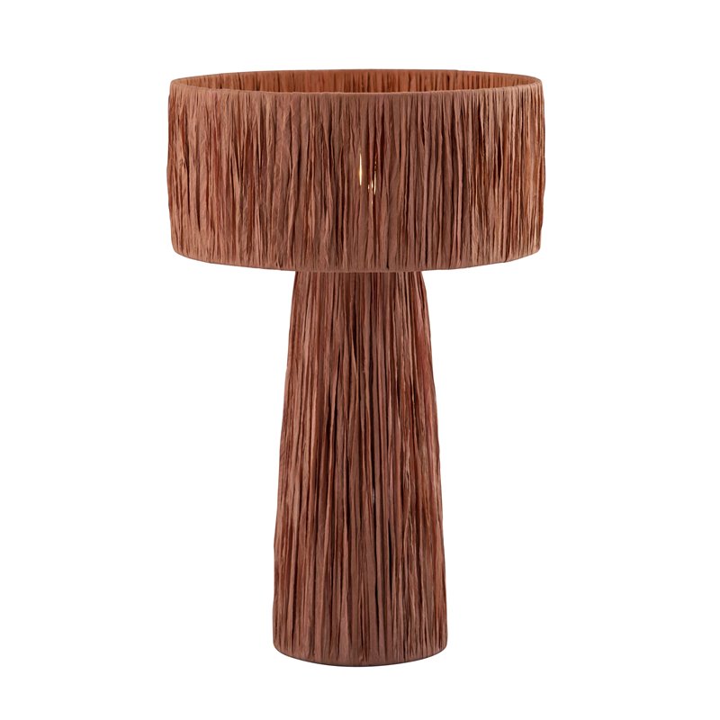 Maklaine Transitional Fabric Raffia Brick Red Finish Table Lamp