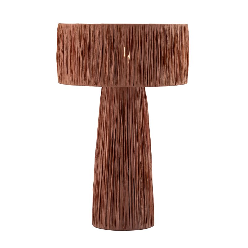 Maklaine Transitional Fabric Raffia Brick Red Finish Table Lamp