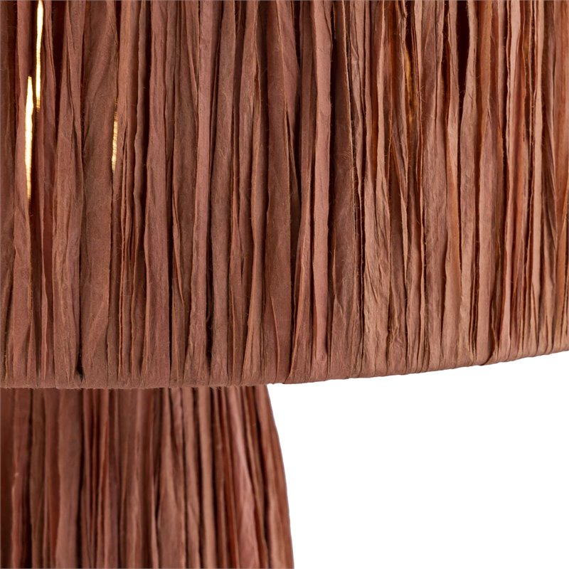 Maklaine Transitional Fabric Raffia Brick Red Finish Table Lamp