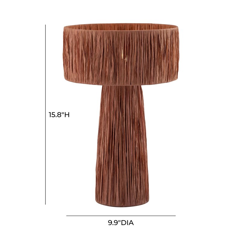 Maklaine Transitional Fabric Raffia Brick Red Finish Table Lamp