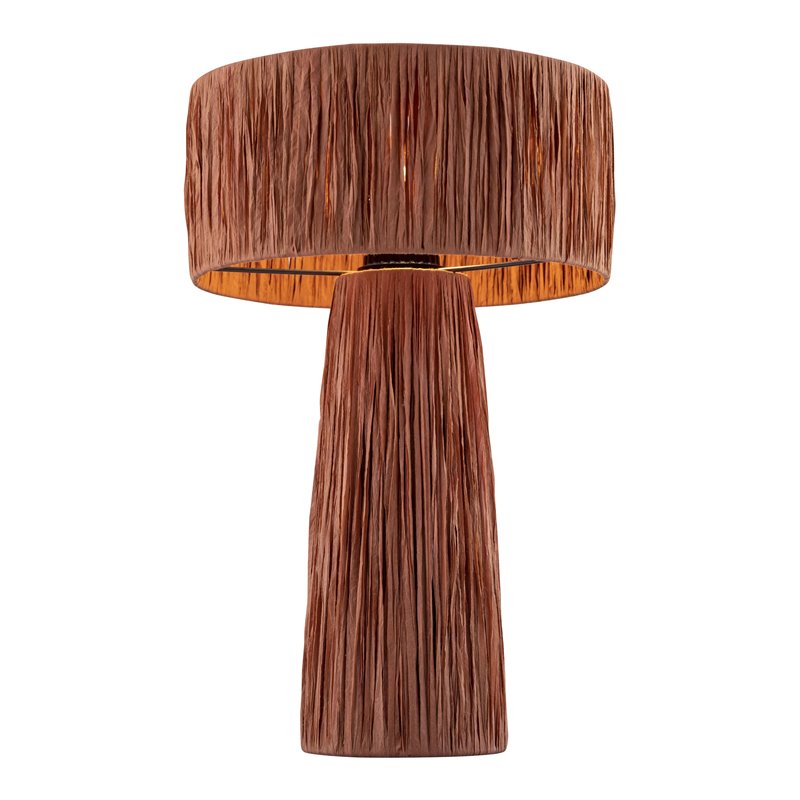 Maklaine Transitional Fabric Raffia Brick Red Finish Table Lamp