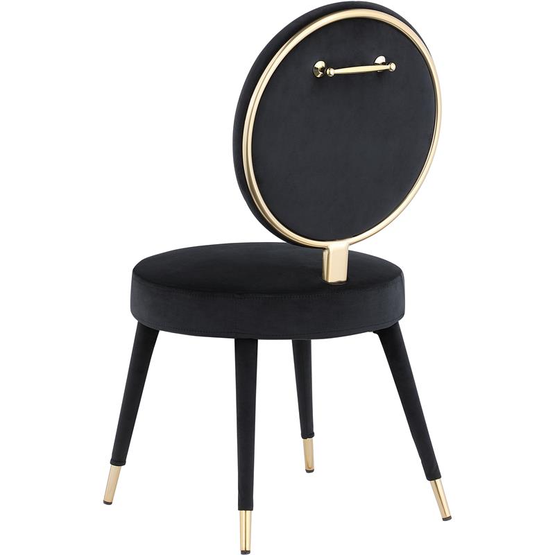 Maklaine Modern / Contemporary Black Finish Velvet Dining Chair