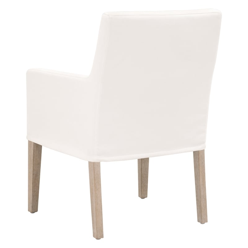 Maklaine Modern / Contemporary Fabric Arm Chair in White Finish