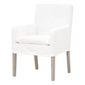 Maklaine Modern / Contemporary Fabric Arm Chair in White Finish