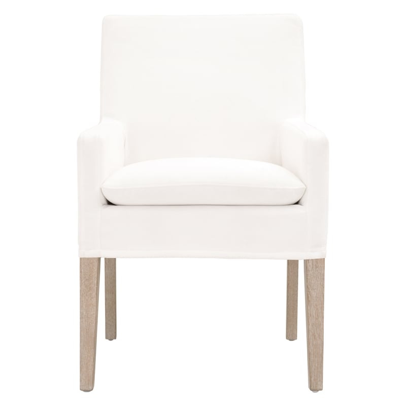 Maklaine Modern / Contemporary Fabric Arm Chair in White Finish