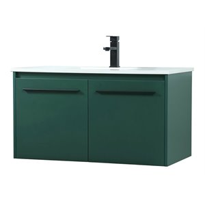 Maklaine 36&quot Aluminum Alloy MDF Single Bathroom Vanity in Green