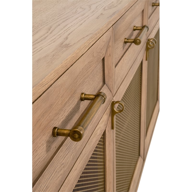 Maklaine Traditional Wood Media Sideboard in Honey Oak Finish