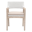 Maklaine Transitional Rattan Arm Chair in White / Light Gray