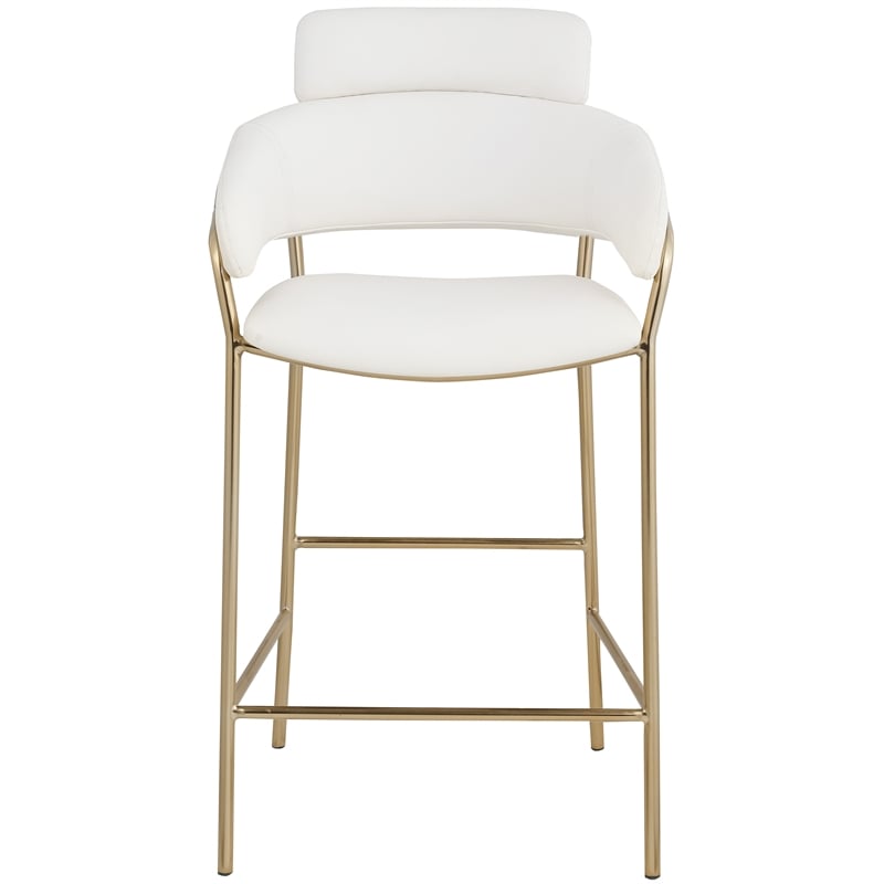Maklaine Contemporary Cream Vegan Faux Leather Counter Stool