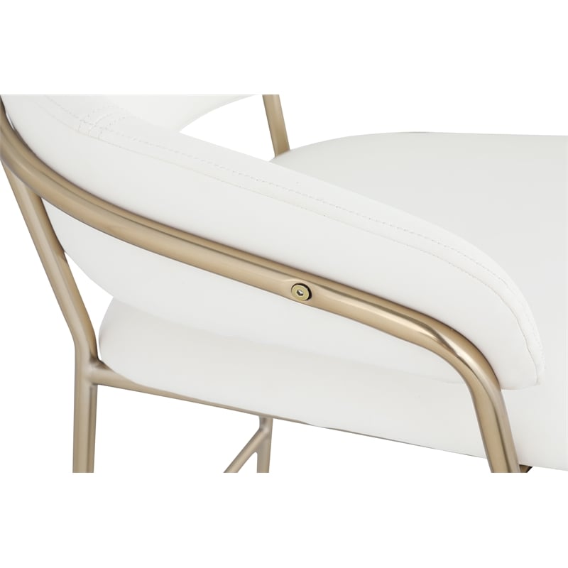 Maklaine Contemporary Cream Vegan Faux Leather Counter Stool