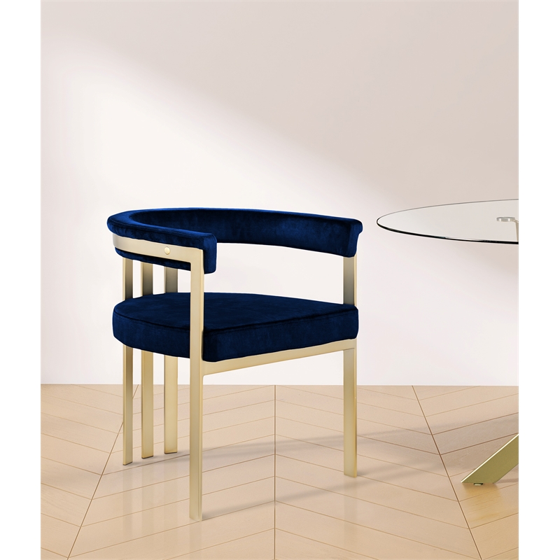 Maklaine Modern / Contemporary Navy Velvet Dining Chair (Set of 2)