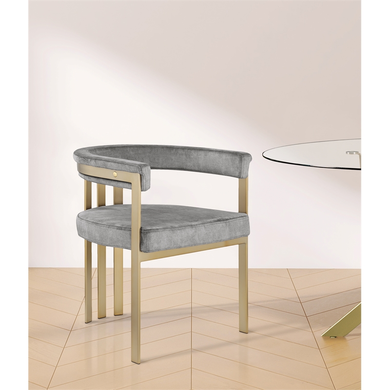 Maklaine Modern / Contemporary Grey Velvet Dining Chair (Set of 2)