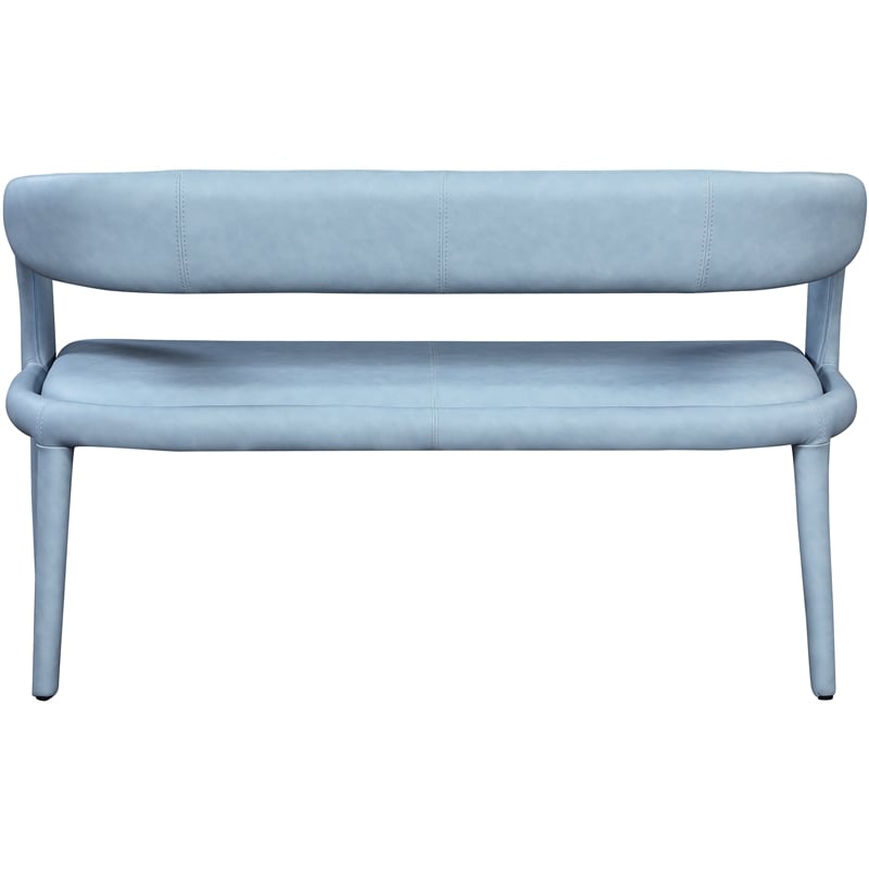 Maklaine Modern / Contemporary Light Blue Vegan Faux Leather Bench