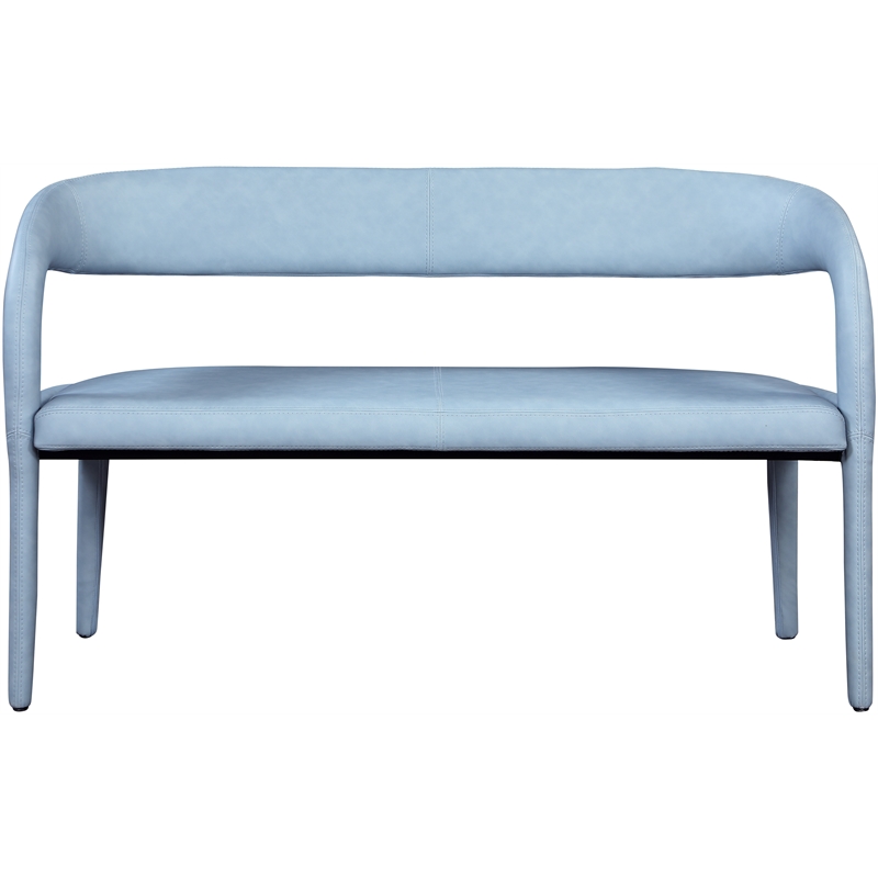 Maklaine Modern / Contemporary Light Blue Vegan Faux Leather Bench