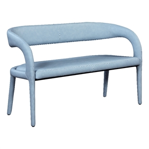 Maklaine Modern / Contemporary Light Blue Vegan Faux Leather Bench