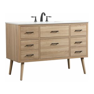 Maklaine 48&quot Aluminum MDF Single Bathroom Vanity in Mango Wood