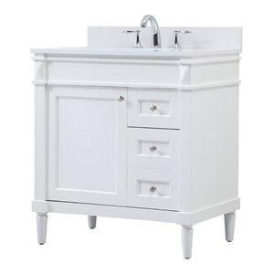 Maklaine 32&quot MDF Single Bathroom Vanity with Backsplash in White