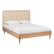 Maklaine Modern / Contemporary Ash Finish Cane Bed in Queen Size