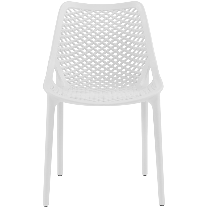 Maklaine Contemporary White Outdoor Patio Dining Chair (Set of 4)