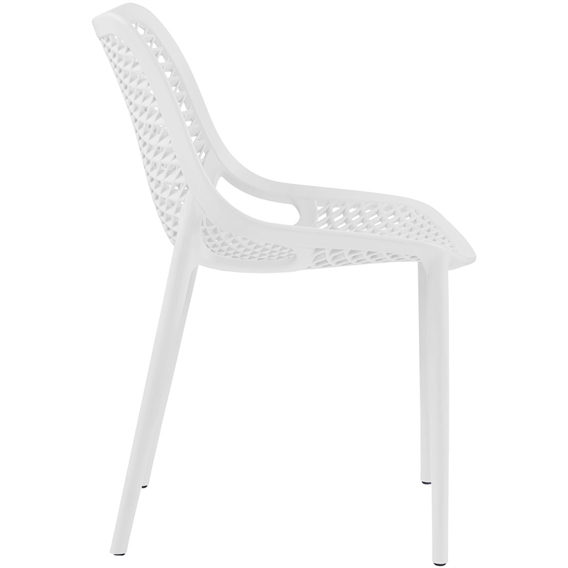 Maklaine Contemporary White Outdoor Patio Dining Chair (Set of 4)