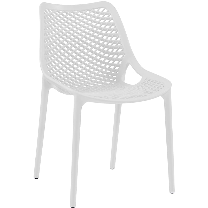 Maklaine Contemporary White Outdoor Patio Dining Chair (Set of 4)