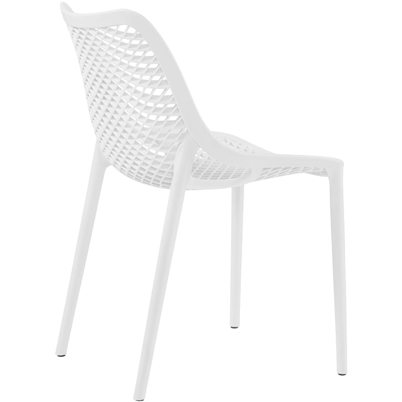 Maklaine Contemporary White Outdoor Patio Dining Chair (Set of 4)