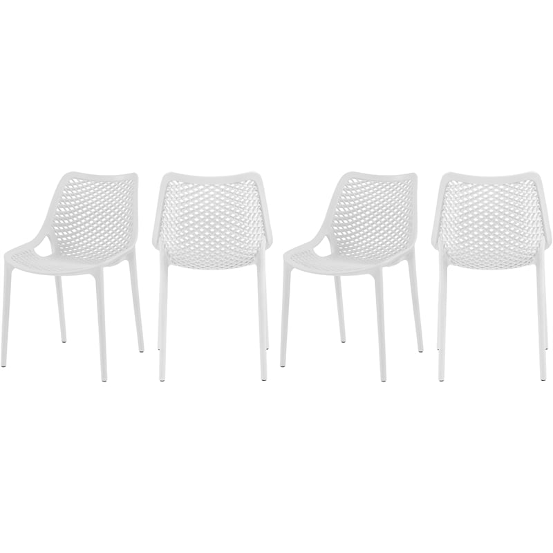 Maklaine Contemporary White Outdoor Patio Dining Chair (Set of 4)