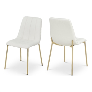 Maklaine Contemporary White Vegan Leather Dining Chair (Set of 2)