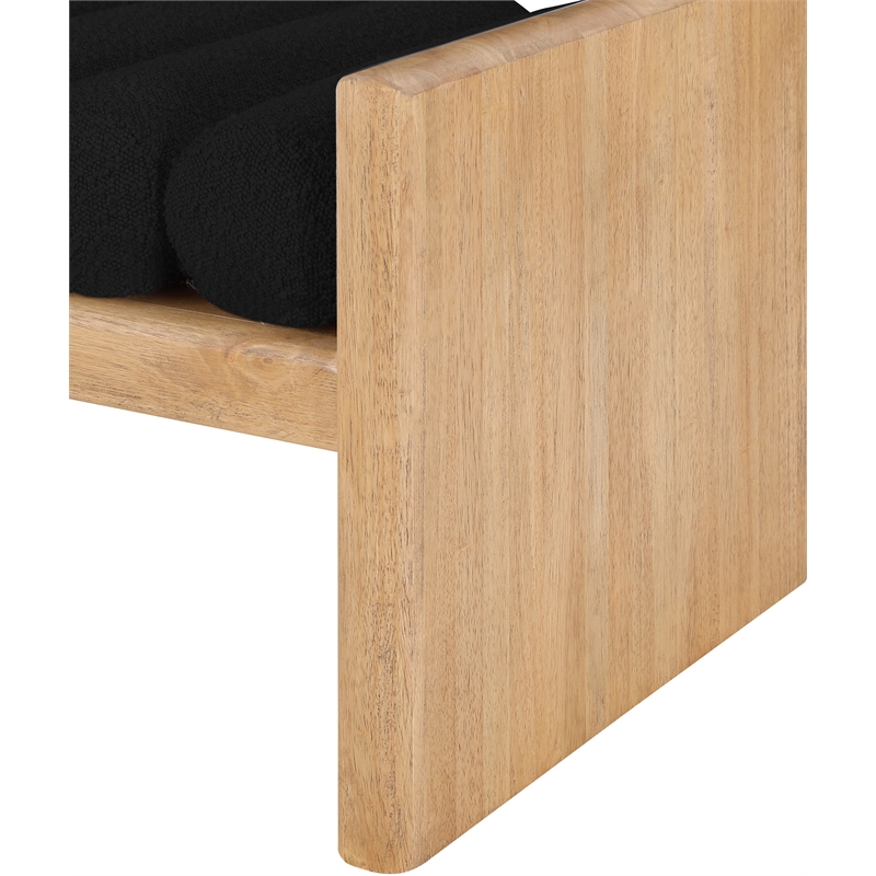 Maklaine Contemporary Fabric Black Cushion and Natural Bench