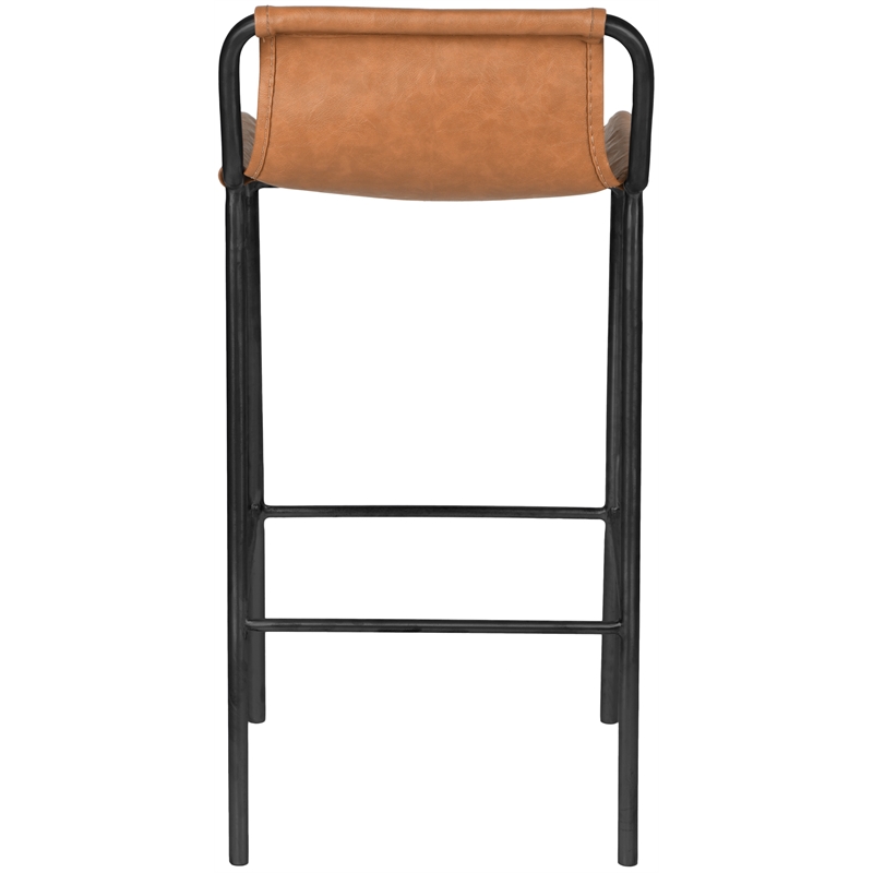 Maklaine Modern / Contemporary Cognac Faux Leather Counter Stool