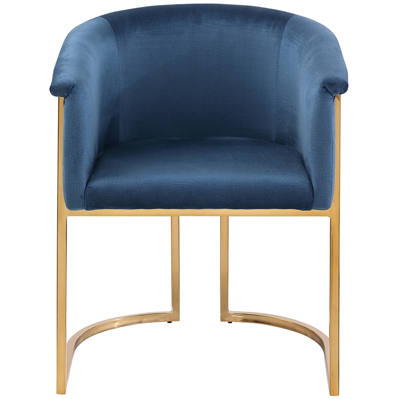 Maklaine Modern / Contemporary Navy Velvet Fabric Dining Chair
