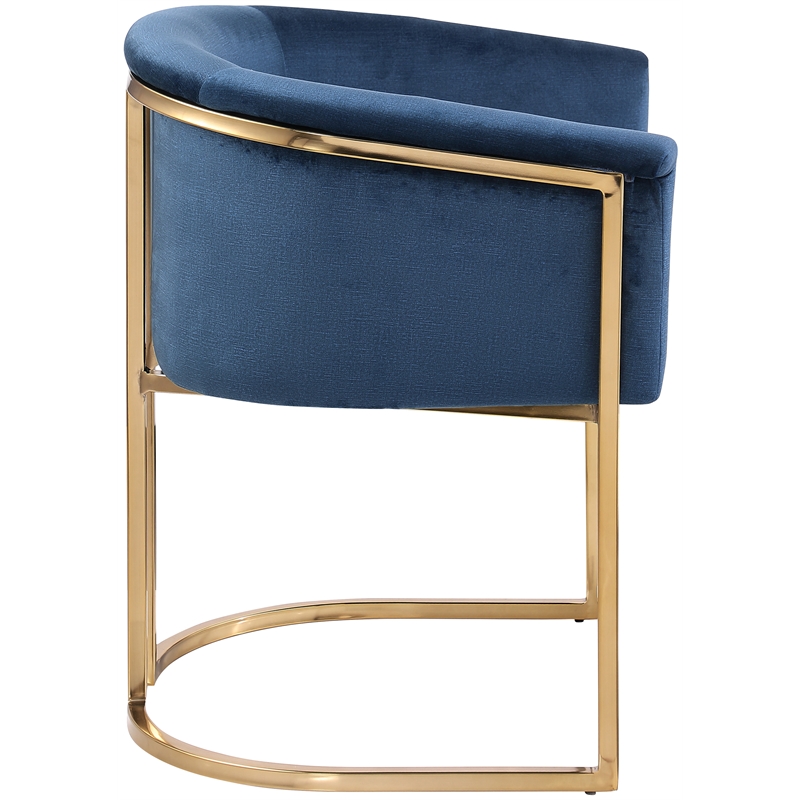 Maklaine Modern / Contemporary Navy Velvet Fabric Dining Chair