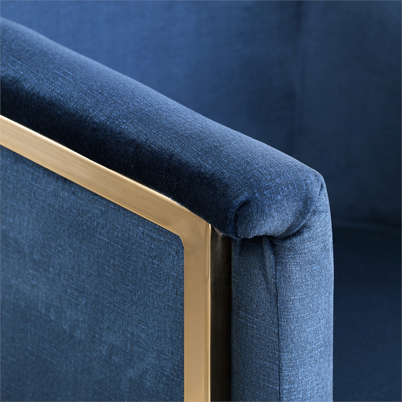 Maklaine Modern / Contemporary Navy Velvet Fabric Dining Chair
