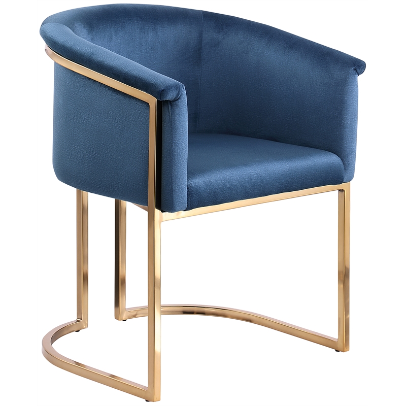 Maklaine Modern / Contemporary Navy Velvet Fabric Dining Chair