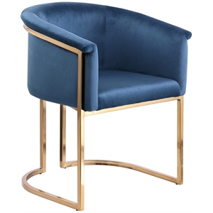 Maklaine Modern / Contemporary Navy Velvet Fabric Dining Chair