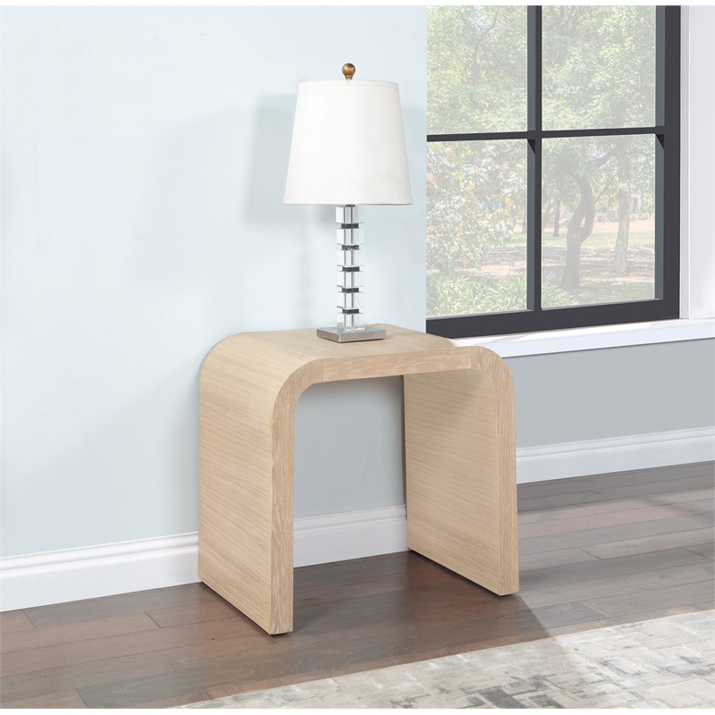 Maklaine Mid-Century Natural White Oak Finish Modern End Table