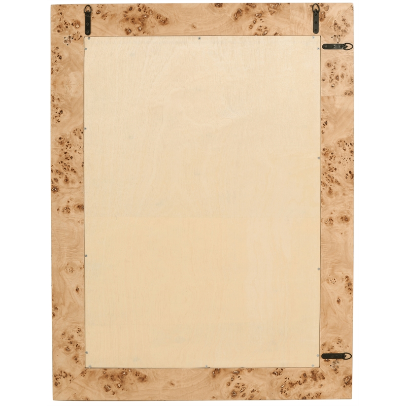 Maklaine Mid-Century Modern Natural Glass Ash Burl Wood Mirror