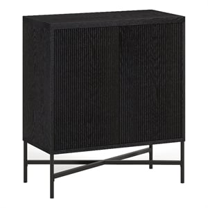 Maklaine Contemporary 28&quot Black Grain MDF/PVC Accent Cabinet