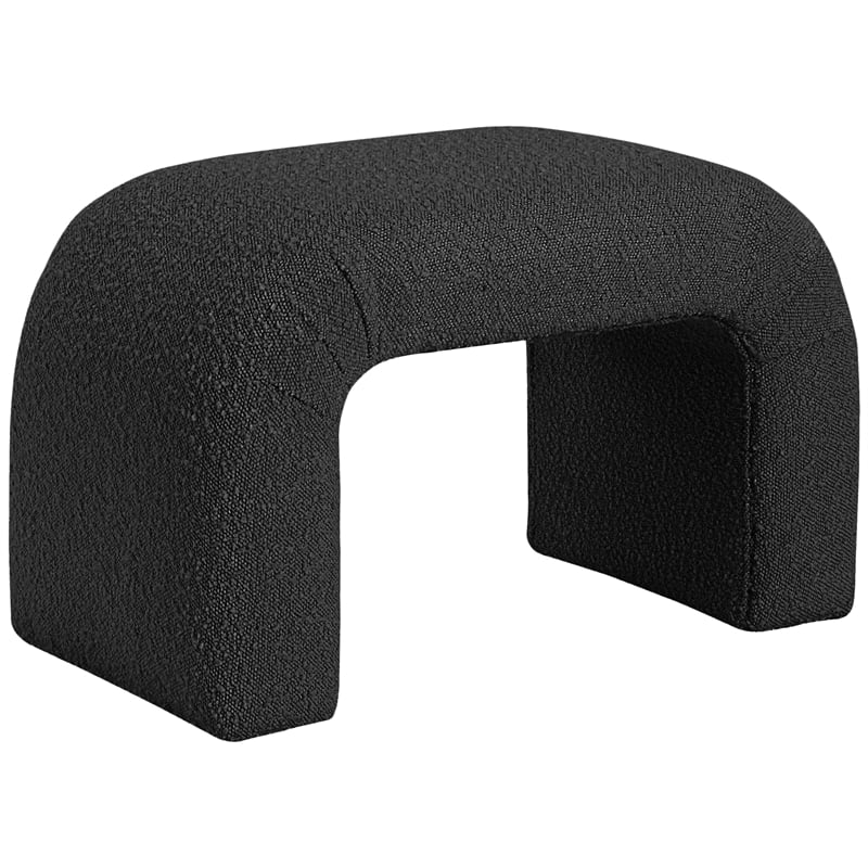 Maklaine Modern / Contemporary Rich Black Boucle Fabric Bench