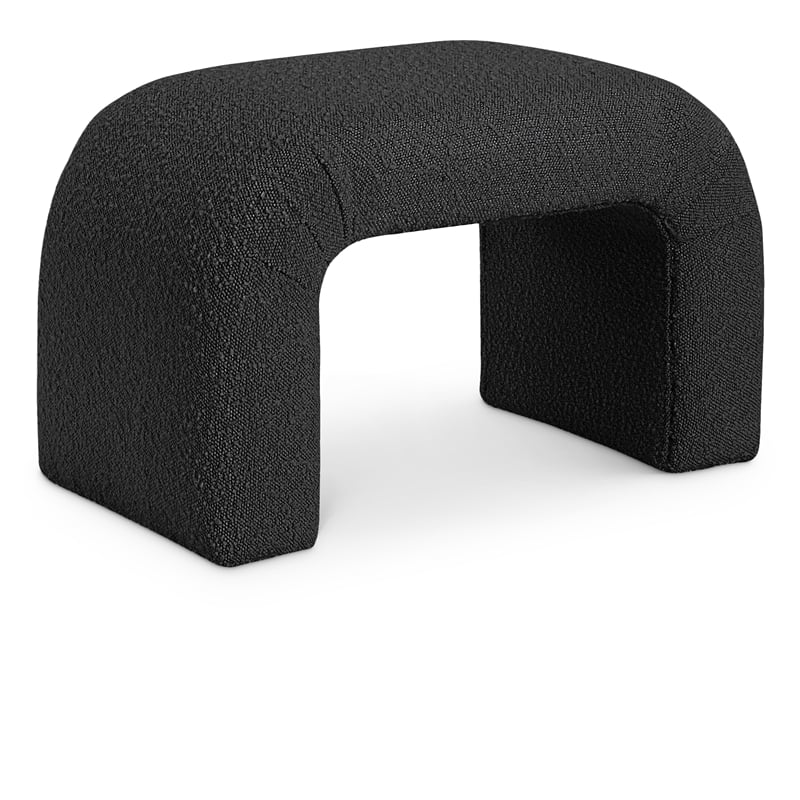 Maklaine Modern / Contemporary Rich Black Boucle Fabric Bench