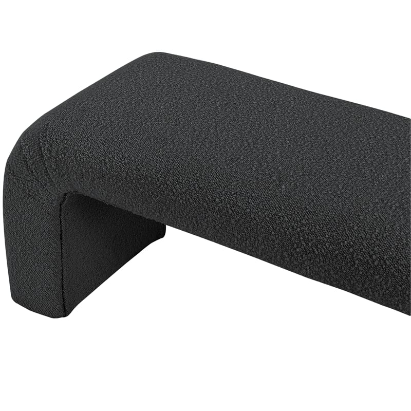 Maklaine Modern / Contemporary Rich Black Boucle Fabric Bench