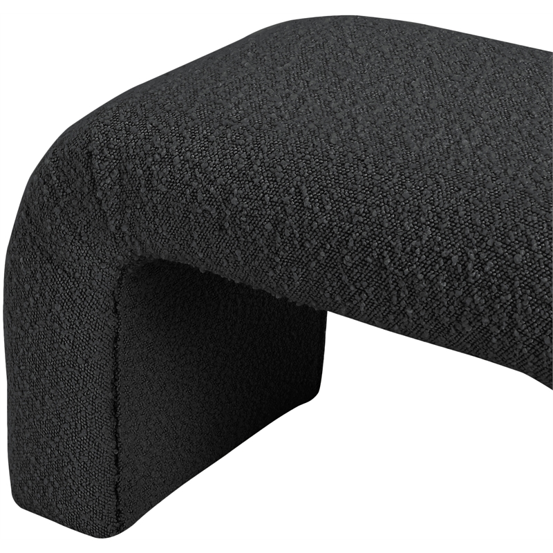 Maklaine Modern / Contemporary Rich Black Boucle Fabric Bench