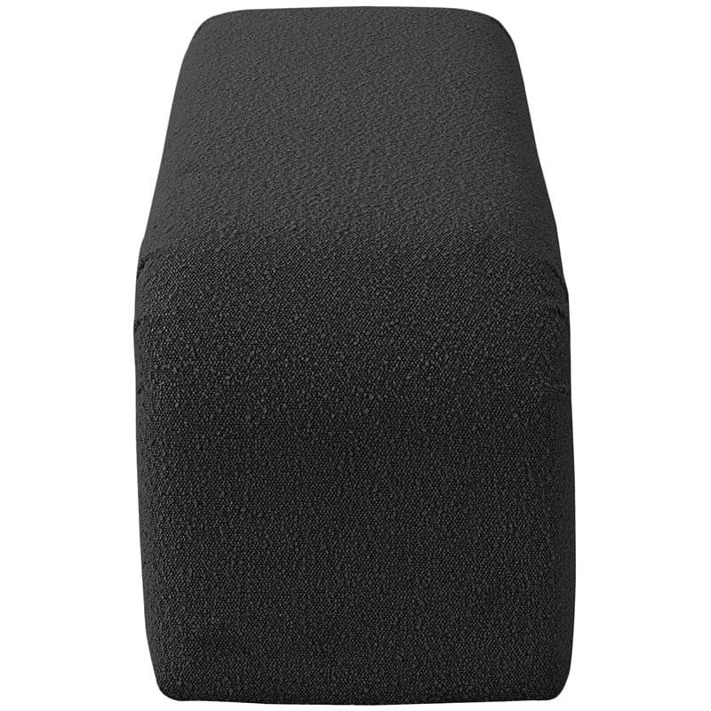 Maklaine Modern / Contemporary Rich Black Boucle Fabric Bench