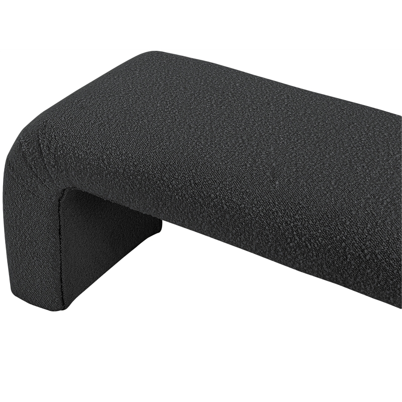 Maklaine Modern / Contemporary Rich Black Boucle Fabric Bench
