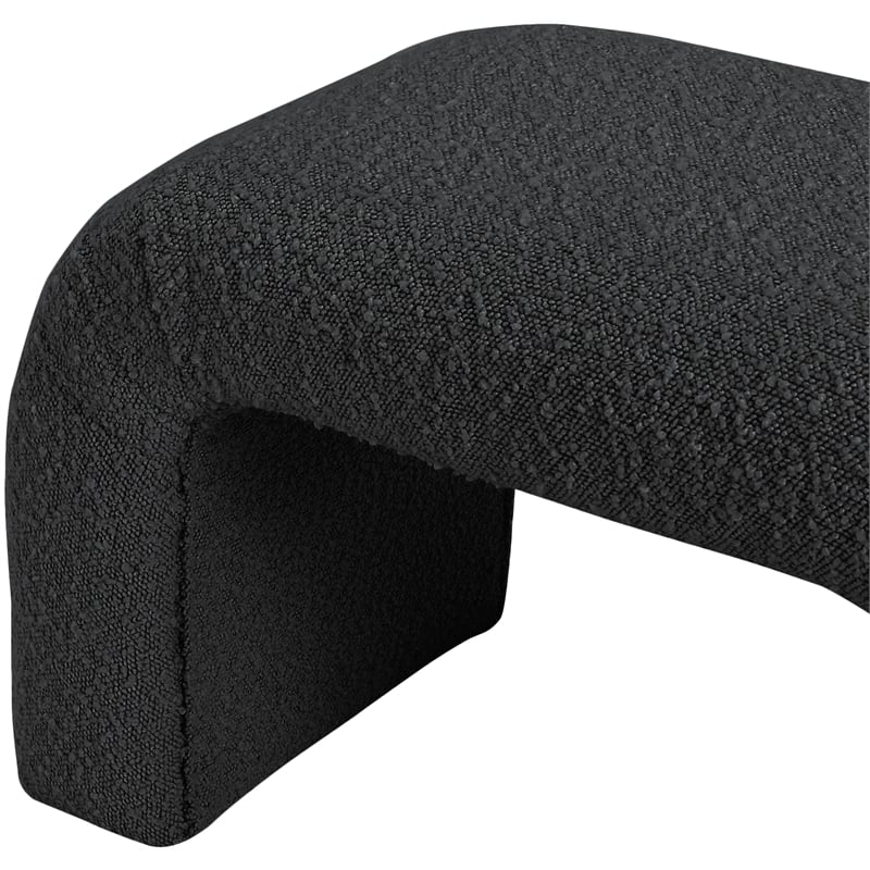 Maklaine Modern / Contemporary Rich Black Boucle Fabric Bench