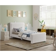 Maklaine Modern / Contemporary Cream Finish Boucle Fabric Twin Bed