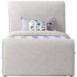 Maklaine Modern / Contemporary Cream Finish Boucle Fabric Twin Bed