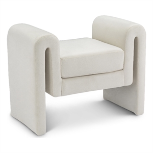 Maklaine Modern / Contemporary Soft Cream Finish Velvet Bench