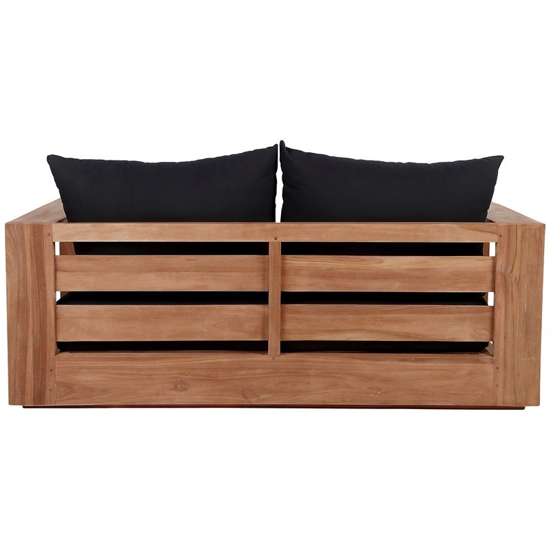 Maklaine Contemporary Black Water Resisting Outdoor Loveseat