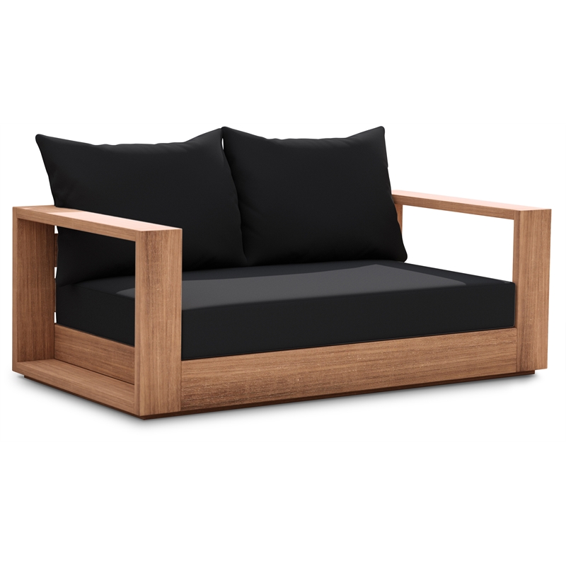 Maklaine Contemporary Black Water Resisting Outdoor Loveseat
